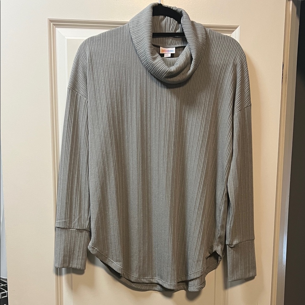 LuLaRoe Ribbed Gray Cowl Neck Sweater